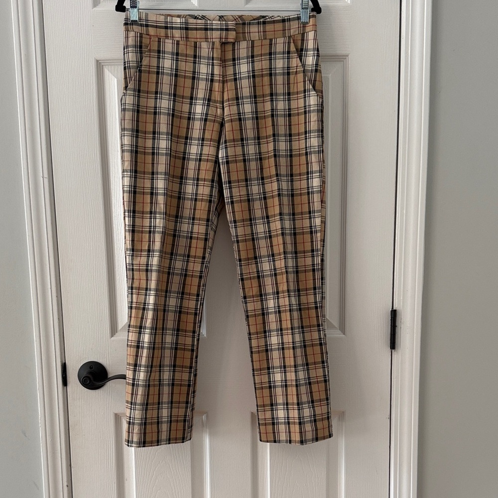 Anthropologie Tan Plaid Skinny Pants
